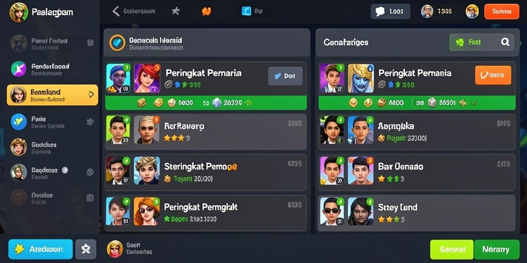 Menu utama dengan berbagai pilihan permainan yang menarik.
